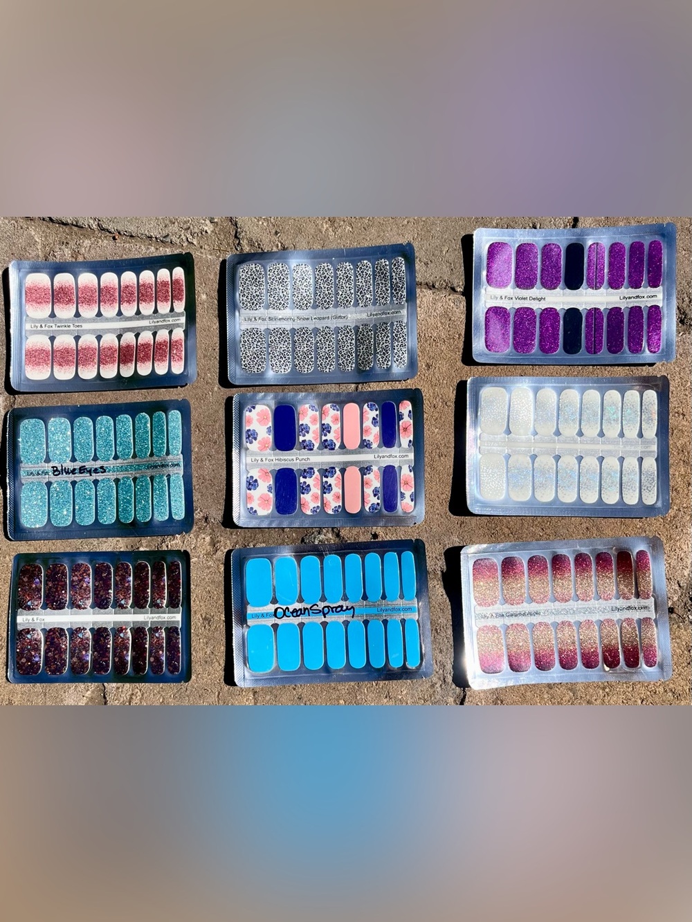 Lily & Fox lot of 9 packs of Nail Wraps. Assorted Colors. All NIP.